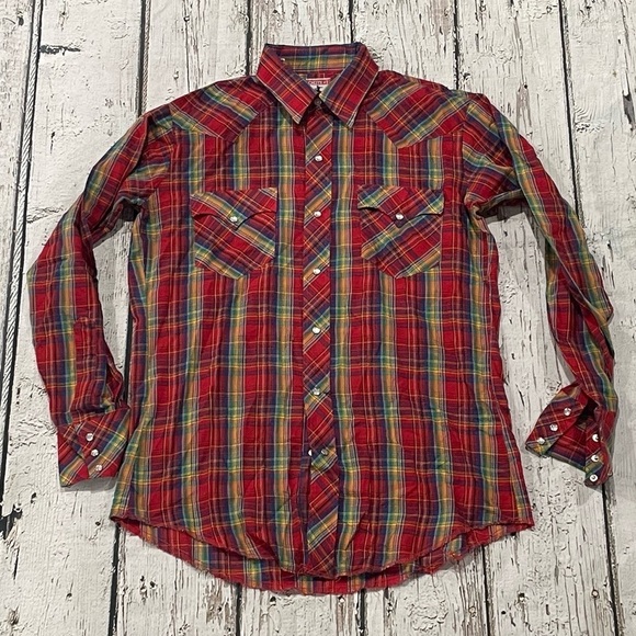 Vintage 80s Chute Plaid Western Pearl Snap Button Down Shirt - Picture 1 of 6